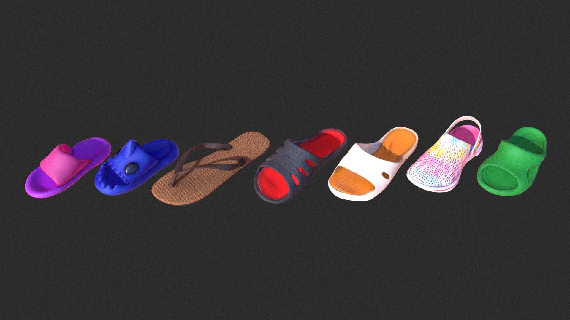 Flip-flops - Sandals - Crocse - Buy Royalty Free 3D model by Tijerín ...