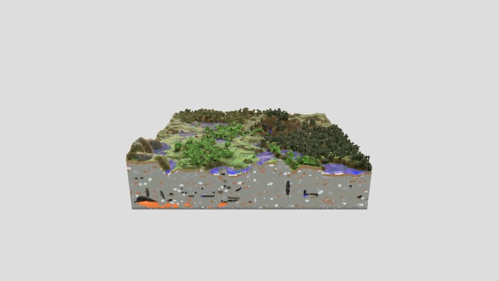 Minecraft - Large Forest and River 3D Model