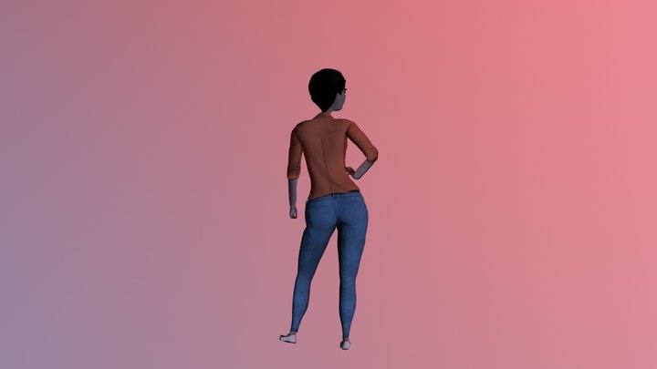 Cartoon Female Citizen 3D Model