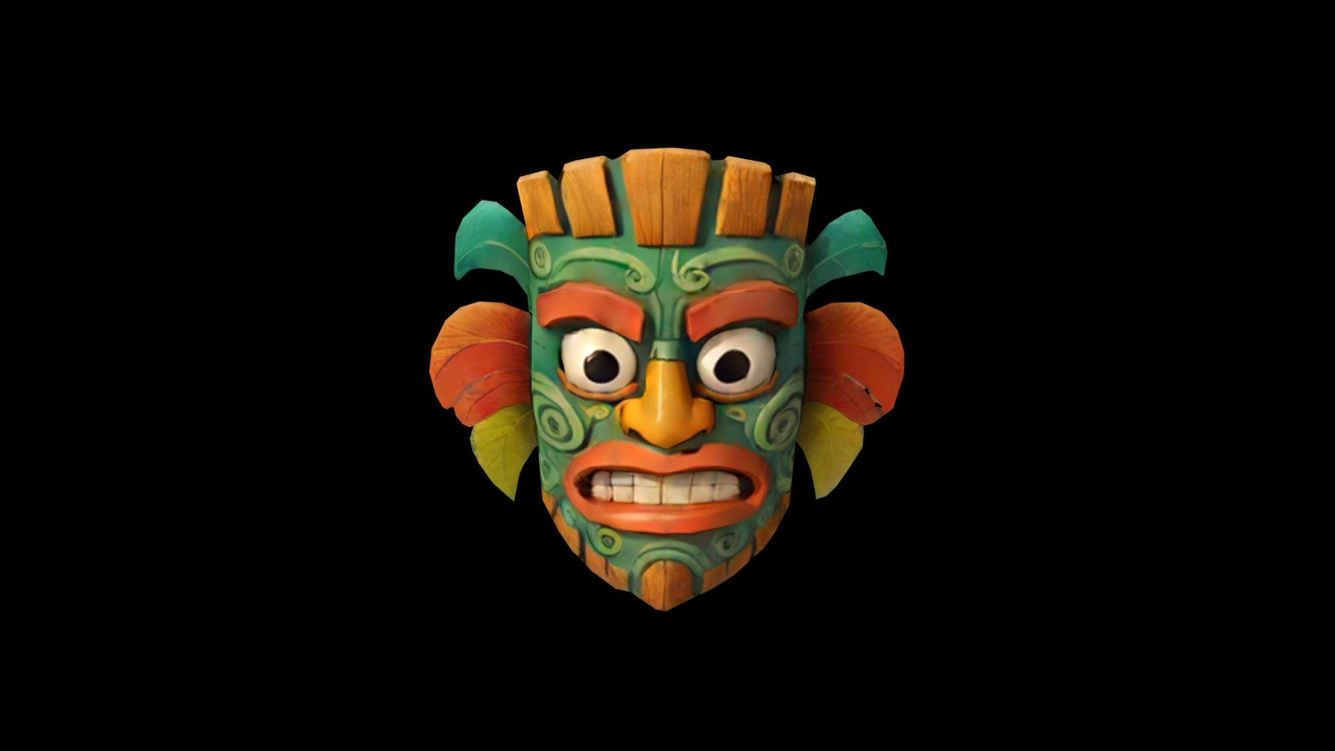 The image features a colorful mask with green an - Download Free 3D ...
