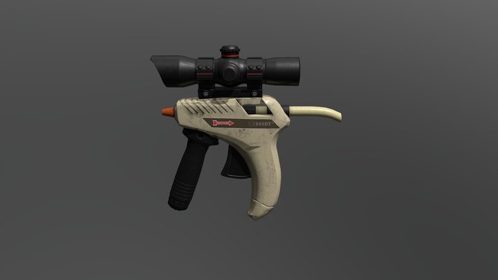 Tactical Glue Gun Textured 3D Model