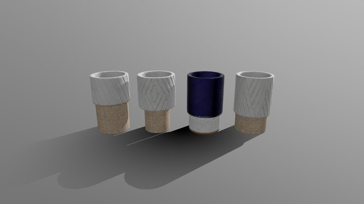 The PolyGarden Vase Set 02 3D Model