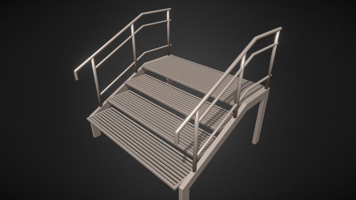 Entrance-Stairs-Porch-Perron-Stoop-with-Railings 3D Model