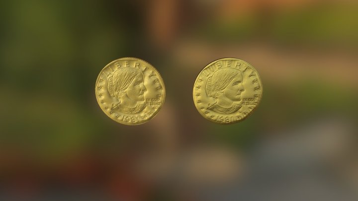 High and Low Ploy Gold Coins 3D Model