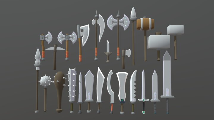 Weapons pack low poly 3D Model