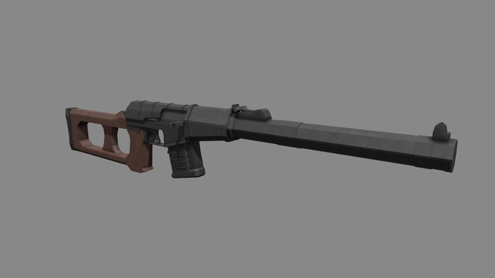 VSS Vintorez Low Poly Model 3D Model