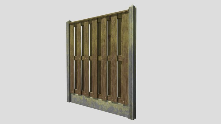 Fence Garden Borders mossy old - 1 texture 4k 3D Model