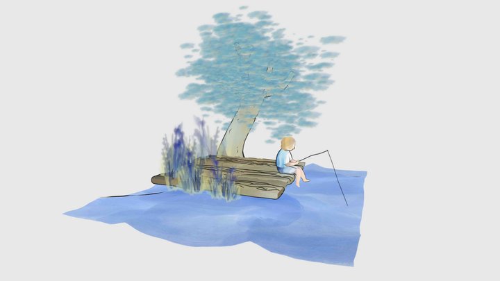 Fishing in the woods 3D Model
