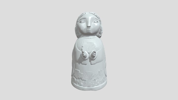 Painted doll holding flower 3D Model