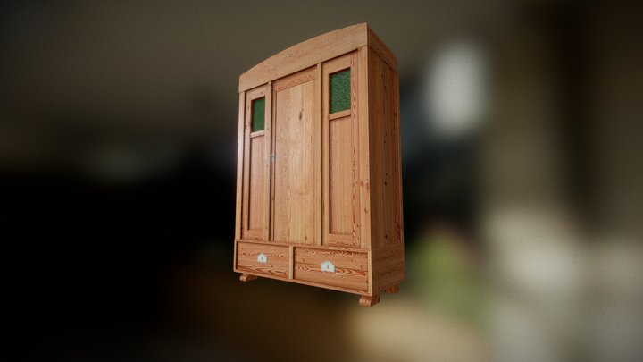 Old German Farmhouse Wardrobe 3D Model