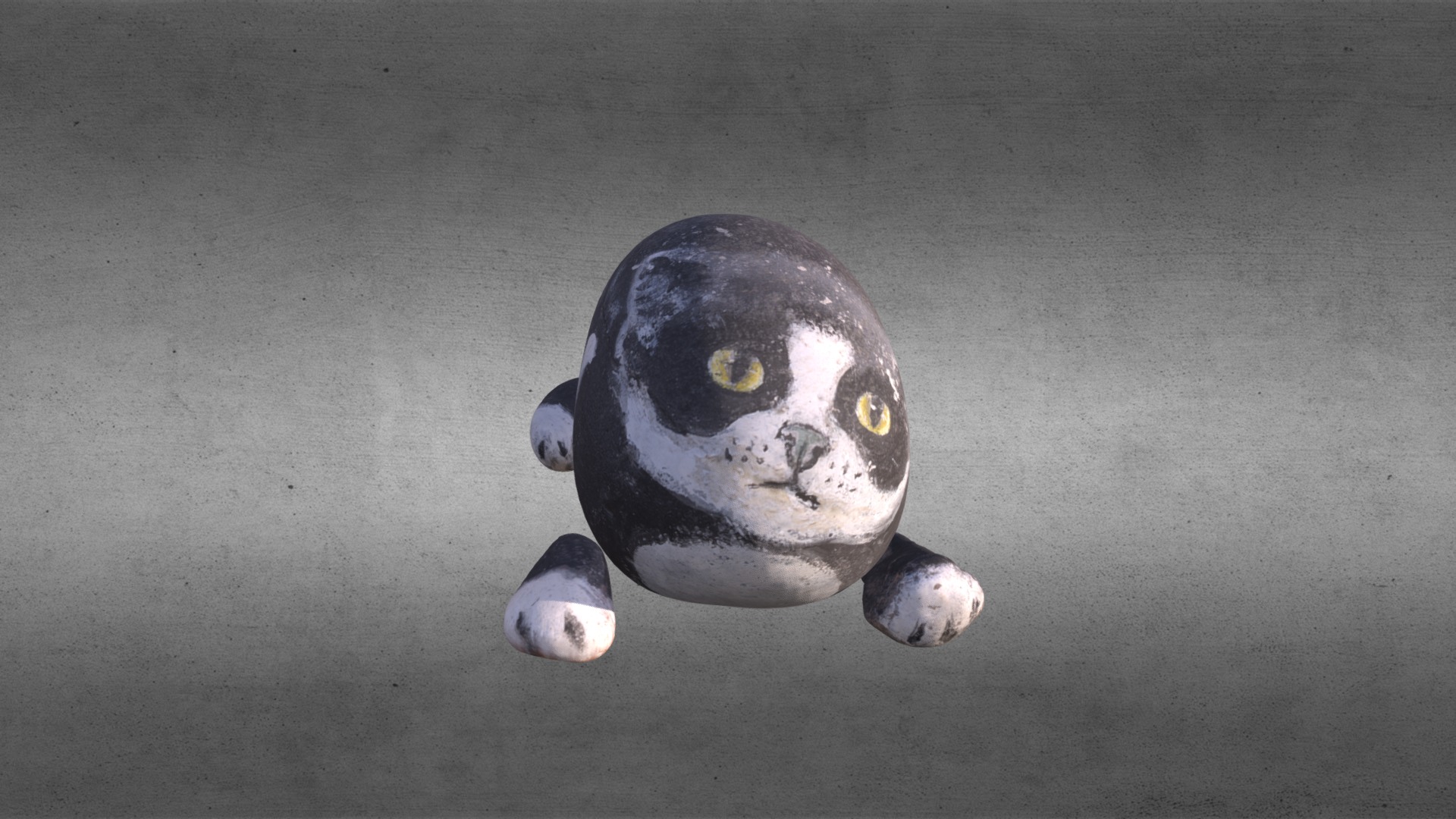 3D model Stone Painting Art – Cat2 - This is a 3D model of the Stone Painting Art - Cat2. The 3D model is about a turtle on a concrete surface.
