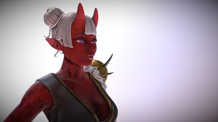 Oni girl Real time character 3D Model