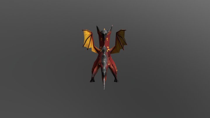 Low Poly Lava Dragon 3D Model
