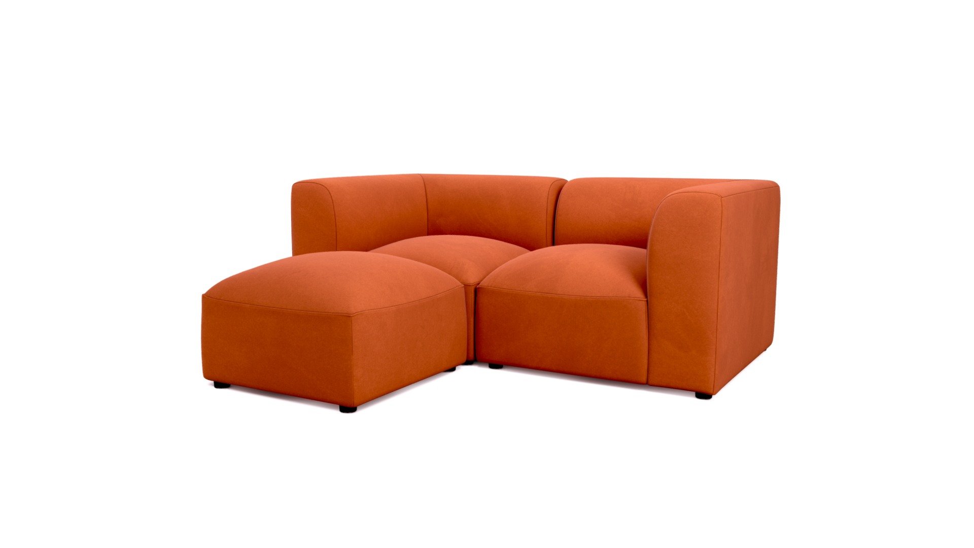 Juno 2 Seater Sofa, Flame Orange Velvet