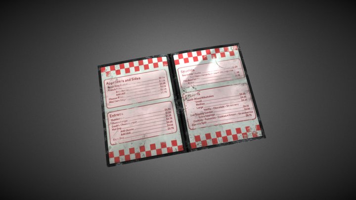 Worn Diner Menu 3D Model