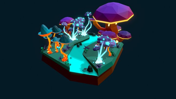Glowy Mushroom Forest 3D Model