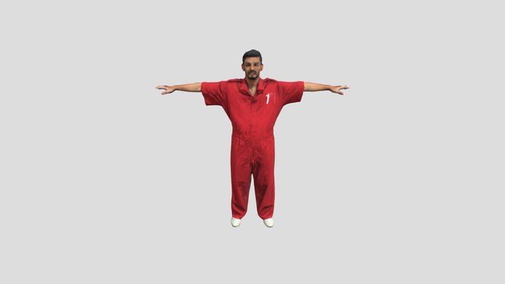 T-Pose in Red Jumpsuit 3D Model