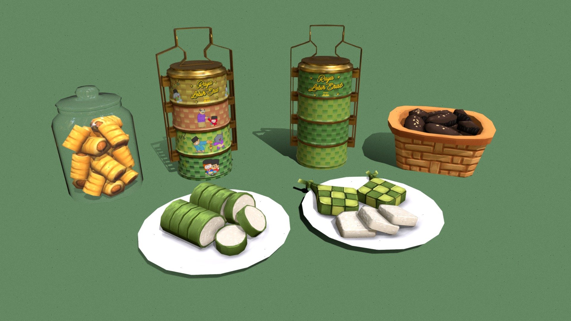 Commission: Low Poly Raya Tiffin and snacks — Sketchfab embed 3D viewer
