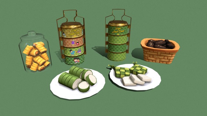 Commission: Low Poly Raya Tiffin and snacks 3D Model