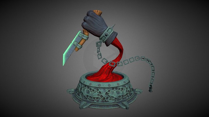 Hand with knife 3D Model