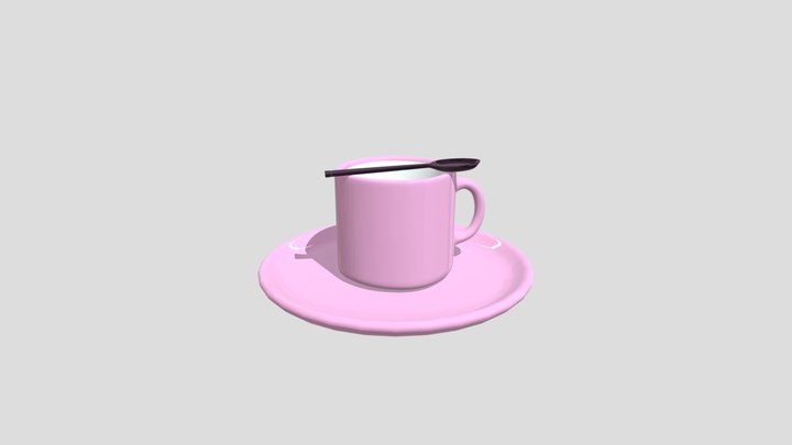 Pink Cup & Spoon (Taza Rosa con Cuchara) 3D Model