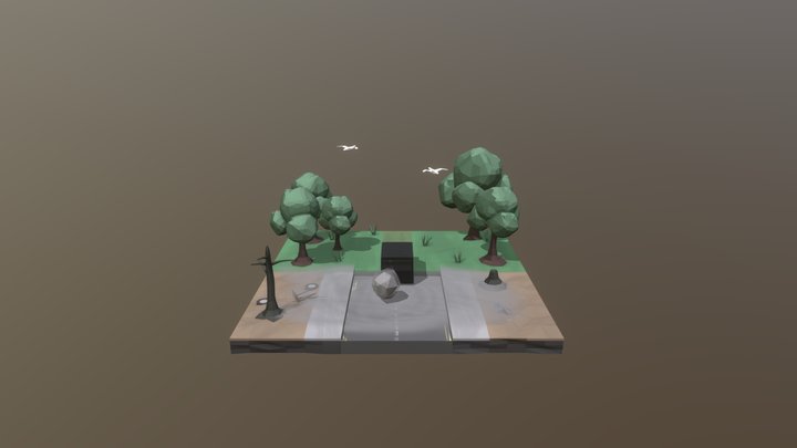 Wasteland Diorama (Low Poly) 3D Model
