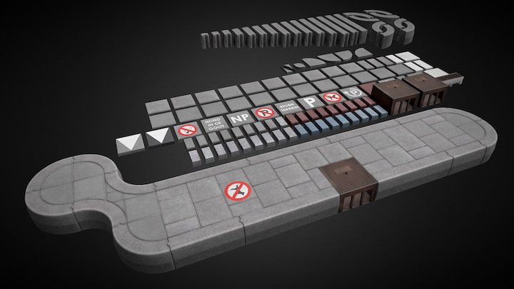 3D Sidewalk Collection Kit 3D Model