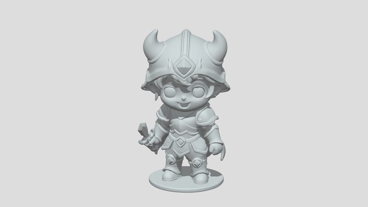Cute Little Warrior 3D Model