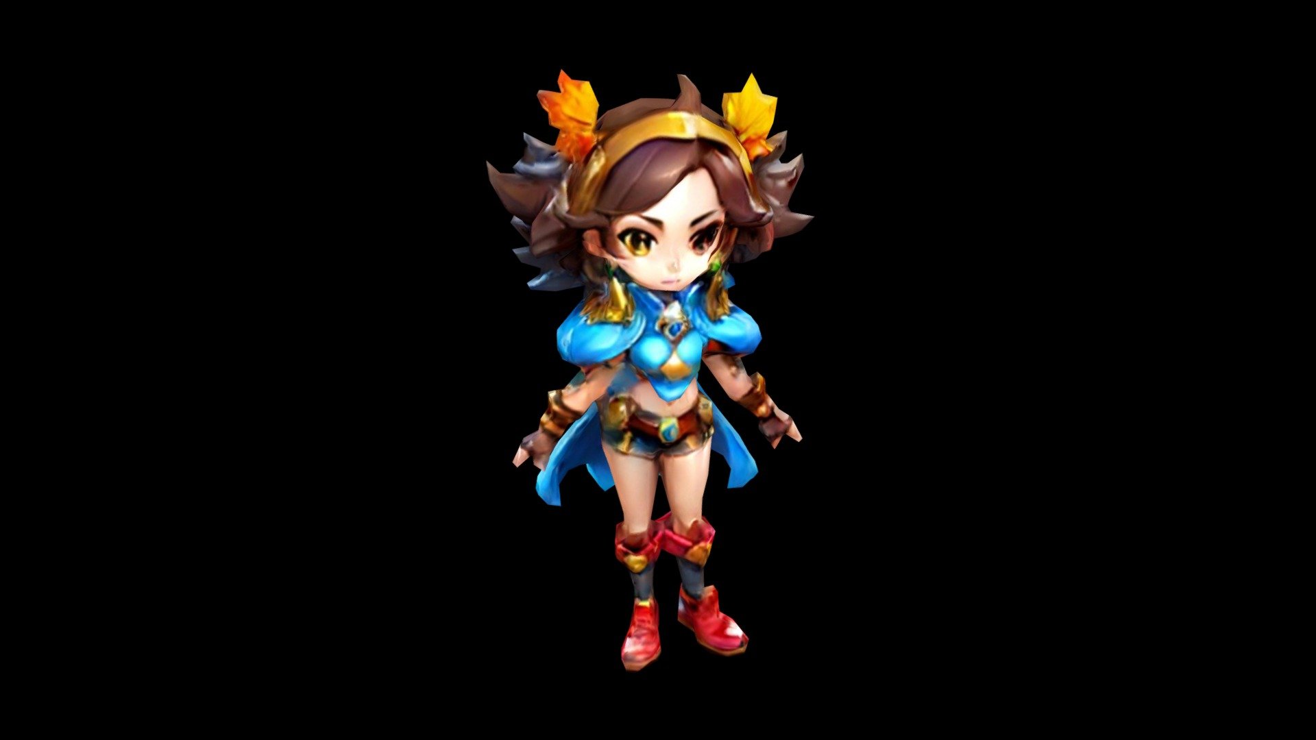 An animated character with brown hair, wearing a - Download Free 3D ...