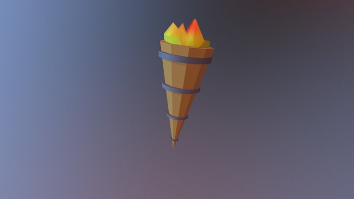 Low Poly Wall Torch 3D Model