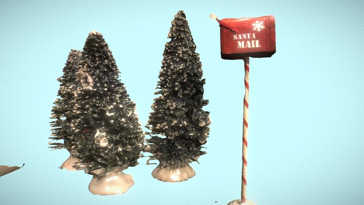 CHRISTMAS FLOCKED TREE ASSORTED MINI 3D Model