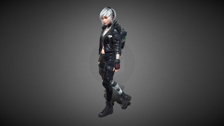cyberpunk drifter NPC, female, prosthetic leg, – Free 3D Model STL