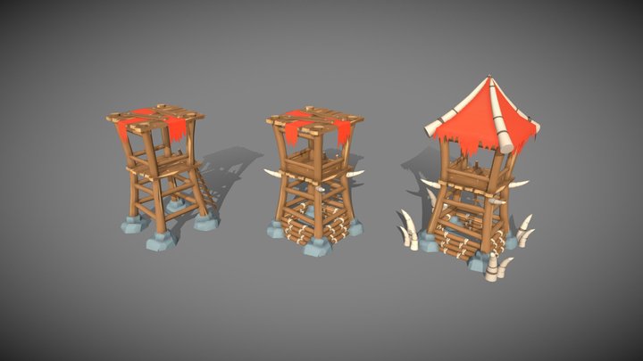 "Goblins tower" stylized, optimized, game ready. 3D Model
