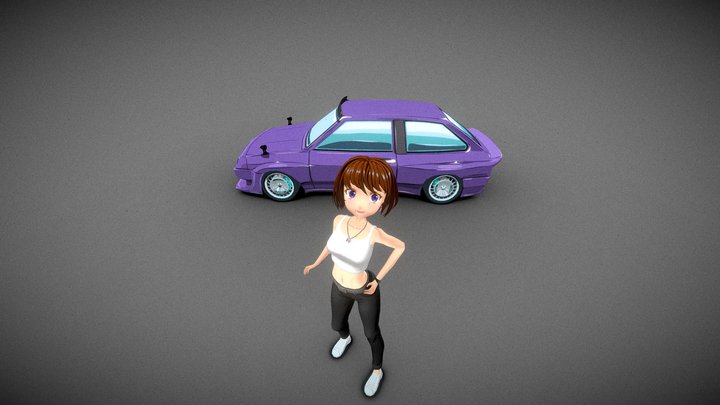 Anime and vaz 2108 custom 3D Model