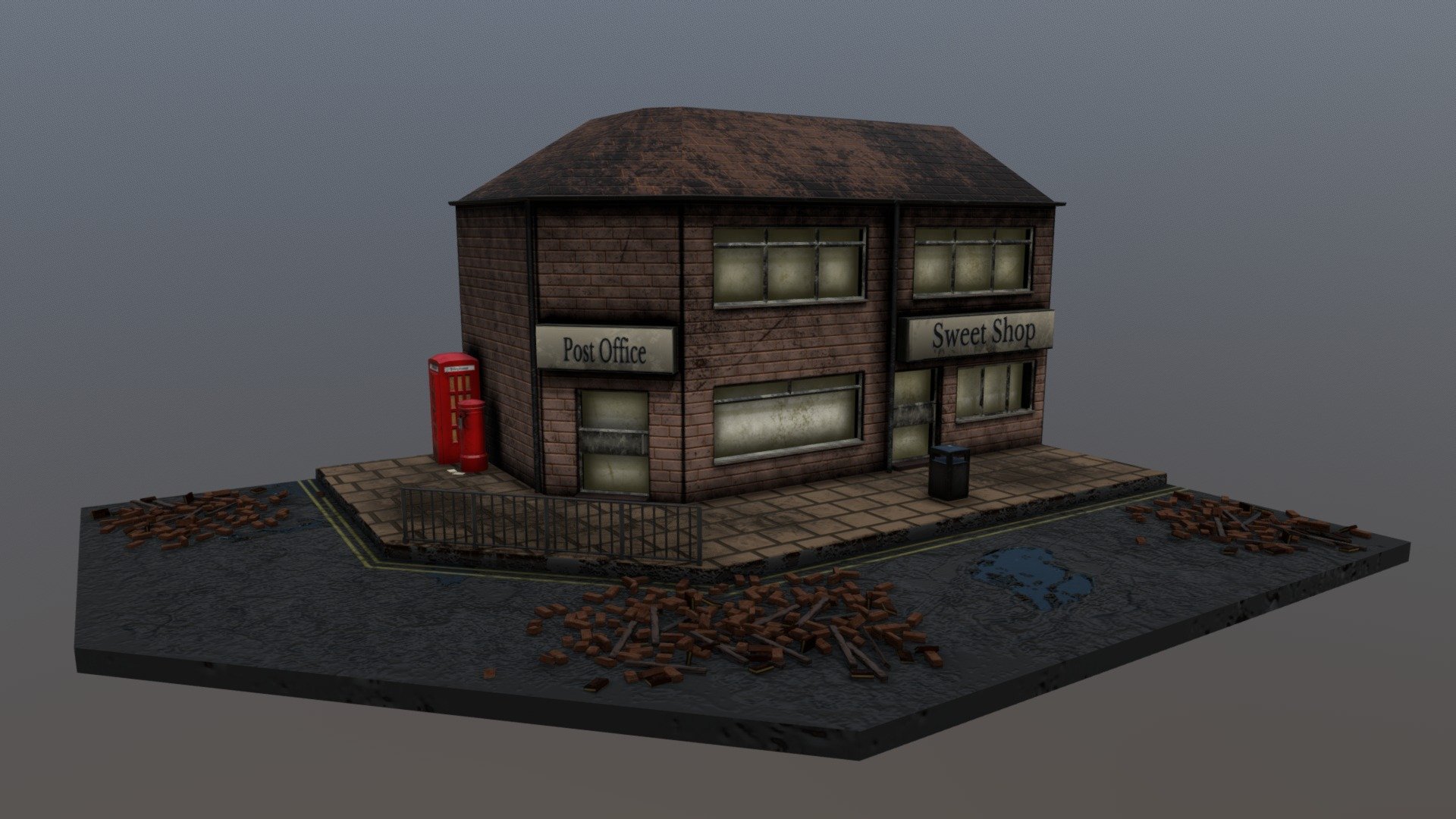 Post Riot Street Scene - 3D model by RyanEarley [951b361] - Sketchfab