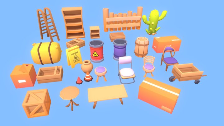 Stylized Cozy Props 1 3D Model