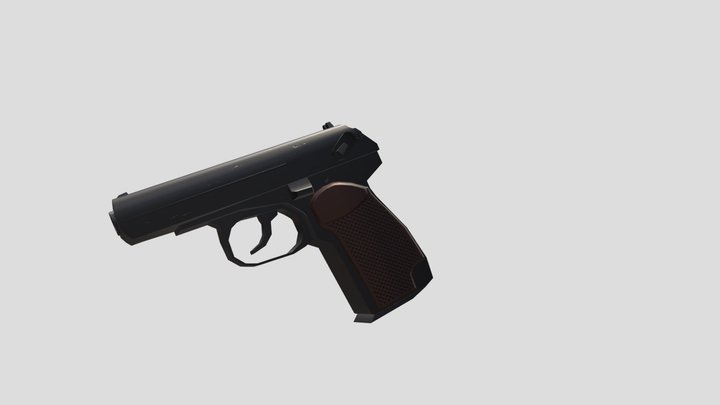 Makarov Pistol Very Low Poly, Rigged (PBR) 3D Model