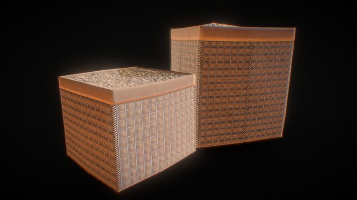 Low-poly Hesco-style barrier 3D Model