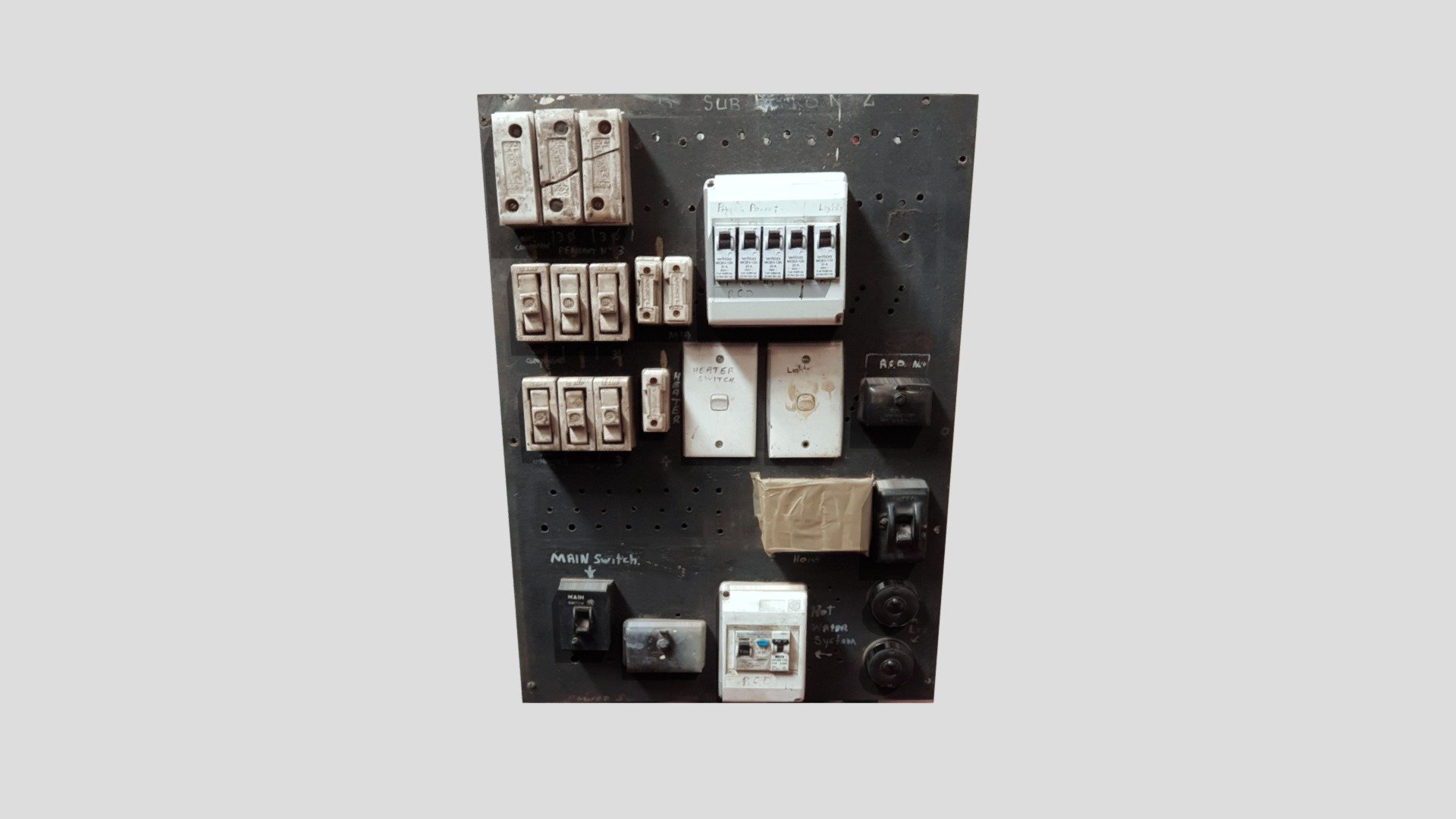 Old Electrical Switchboard Download Free 3D model by 3DWALKABOUT