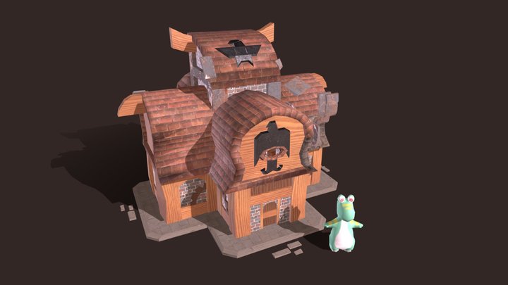Big dino and his tiny house 3D Model