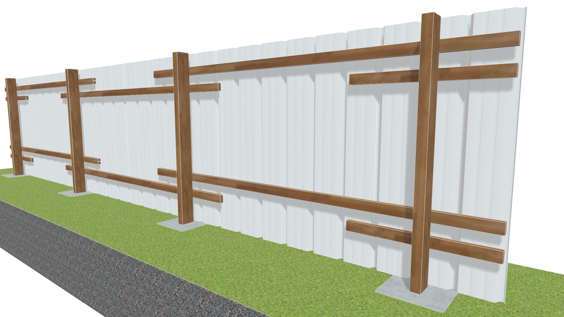 Bardage V. Poteau Bois à sceller - Ht 2m — Sketchfab embed 3D viewer