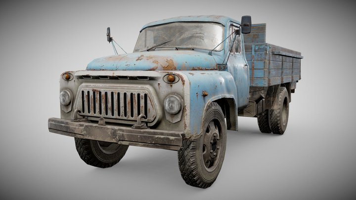 gaz 52 rusty damaged truck iv7 3D Model