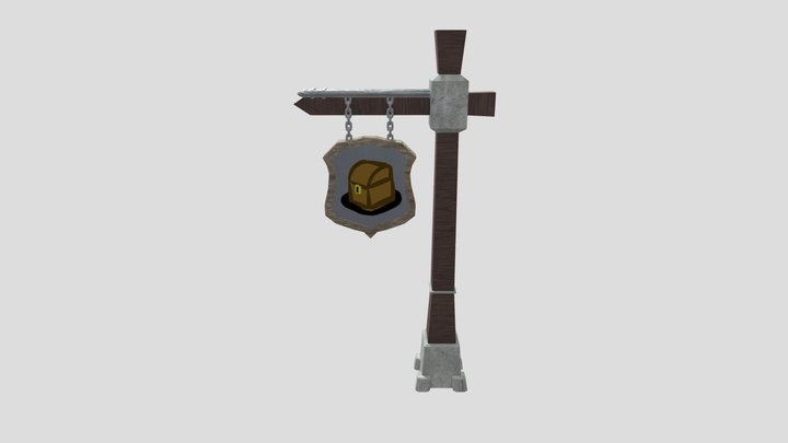 Medieval sign post 3D Model