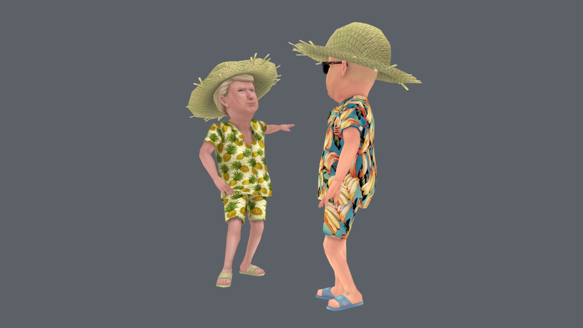 3D model DOTRUMP VS KIMUN - This is a 3D model of the DOTRUMP VS KIMUN. The 3D model is about two children wearing hats.