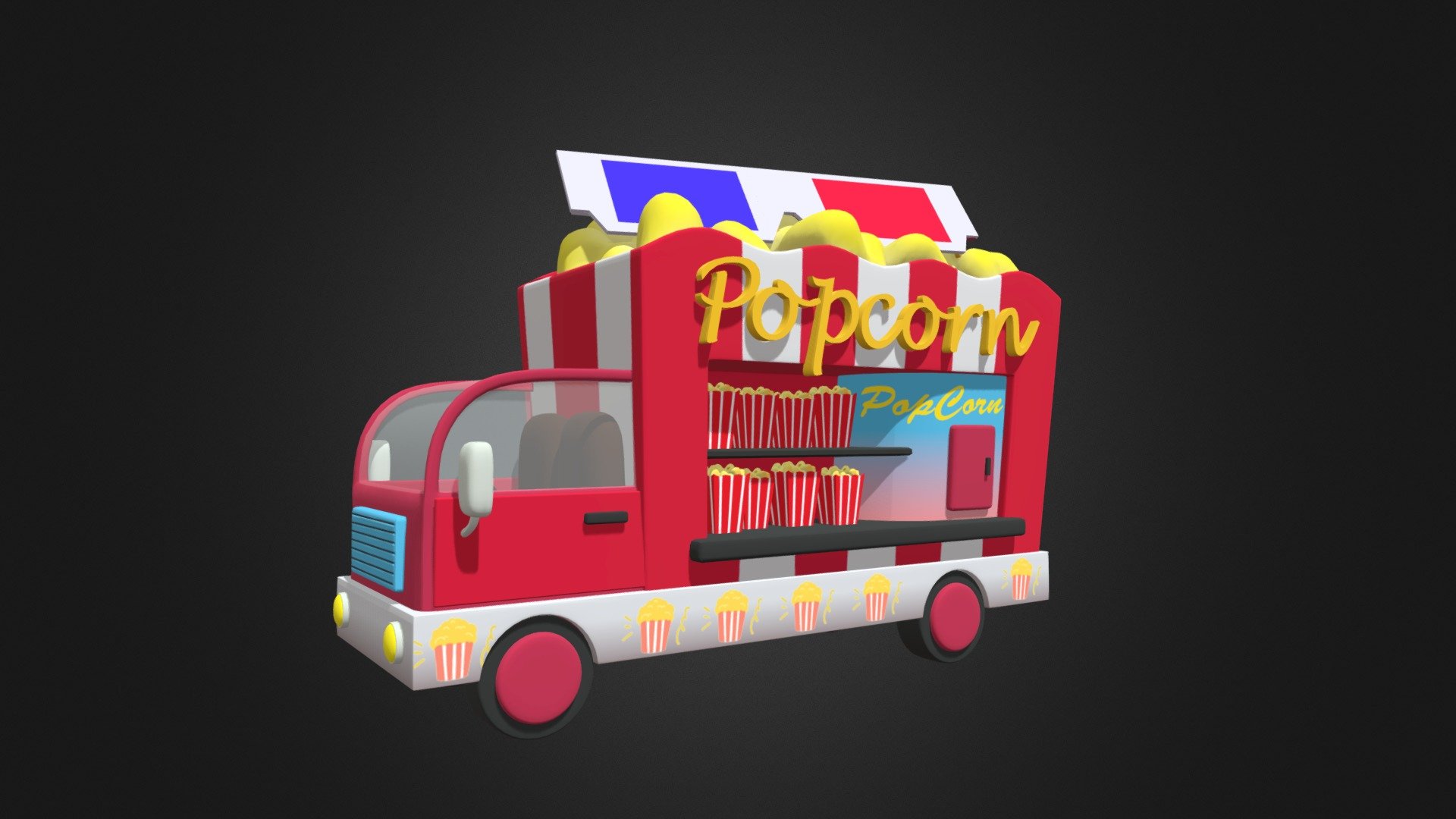 Asset Cartoons Food Popcorn Car Buy Royalty Free 3D model by Studio