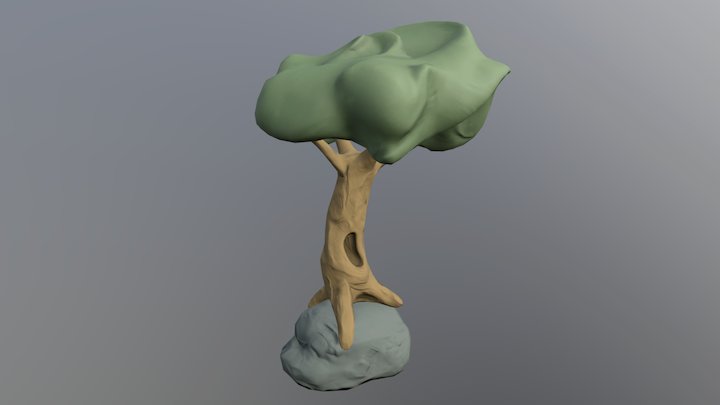 A Rock Tree 3D Model