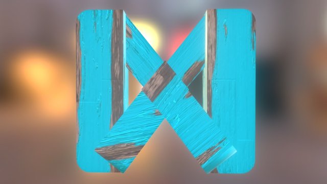 Realistic Old Painted Wood 1 Cyan 3D Model
