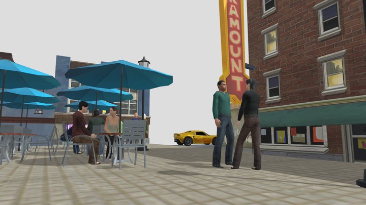 People at Restaurant Street 3D Model