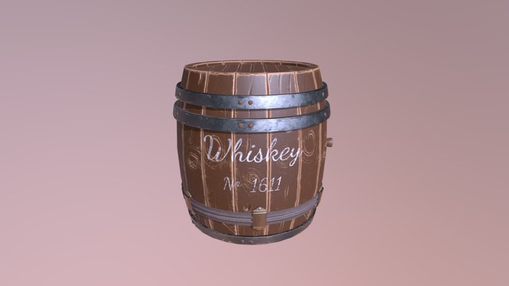 Old whiskey barrel - game ready 3D Model