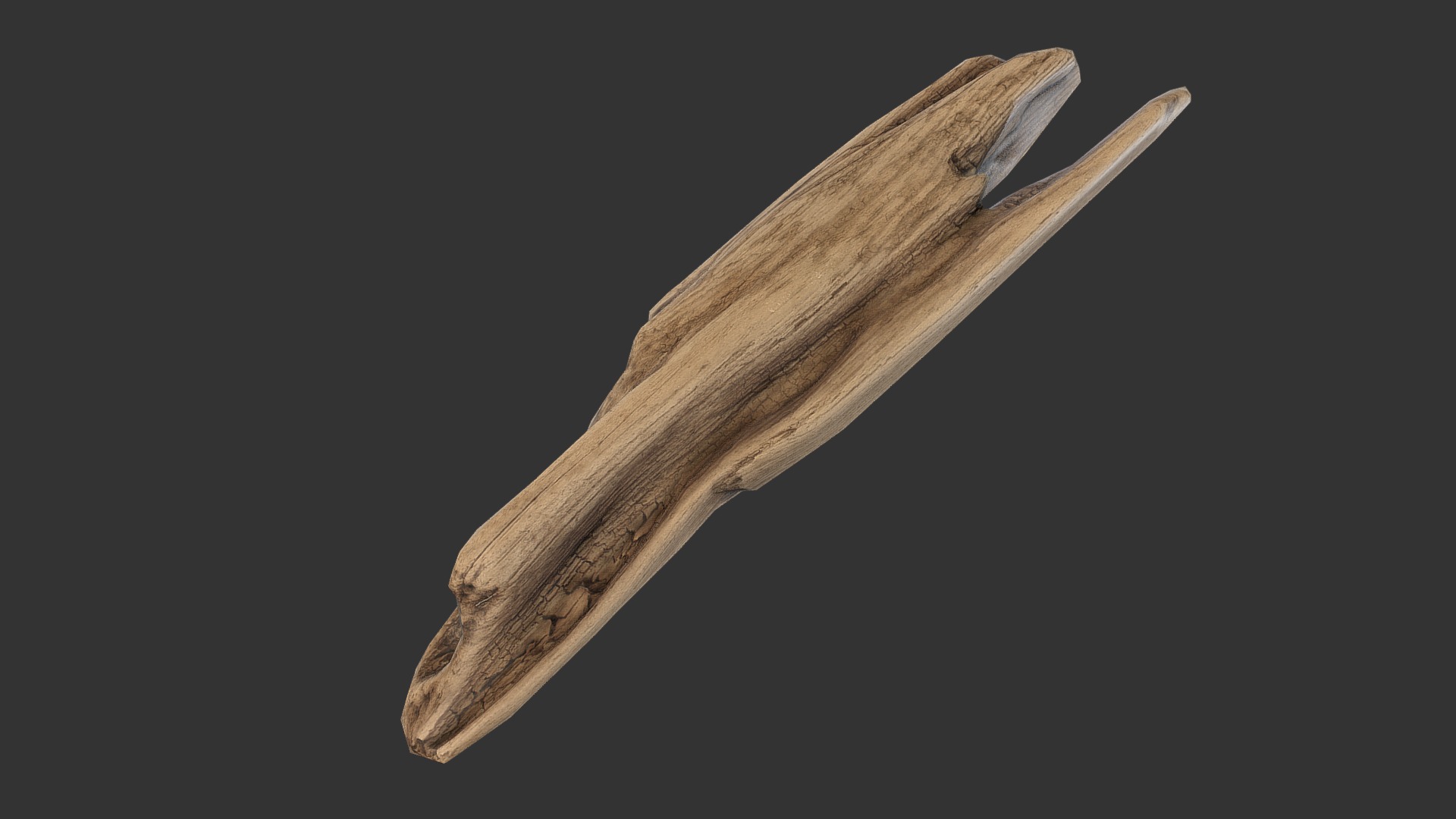 3D model Plank Fragment - This is a 3D model of the Plank Fragment. The 3D model is about a wooden stick with a black background.